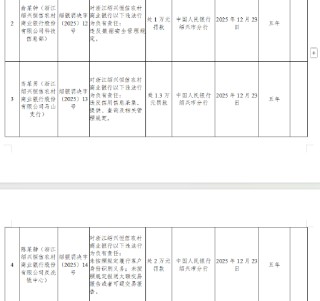 浙江绍兴恒信农商银行被罚271.4万元：违反金融统计管理规定等