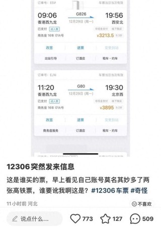 女子莫名“被买”两张高铁票，都是售价3000余元的商务座，12306回应